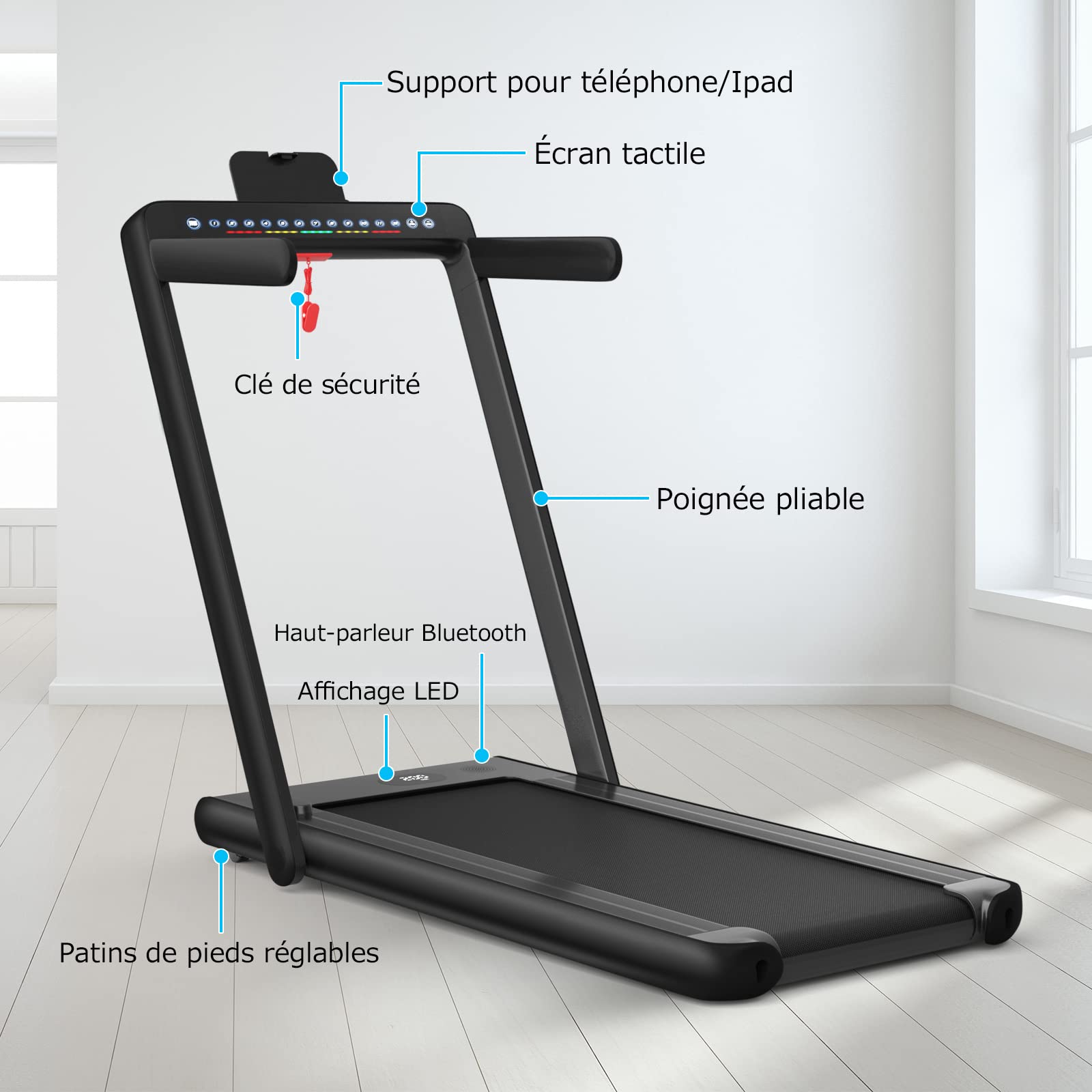 COSTWAY Tapis de Course Électrique Pliable 2 en 1