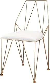 WYB Silla de Hierro Forjado de Estilo nórdico, cojín de Tela de Cuero PU, diseño ergonómico Convexo de cóncavas, Sentado más cómodo