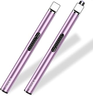 REIDEALighter S4 Electronic Candle Lighter USB Rechargeable with Security Lock, Windproof Fast Heat Sinking, Non-Slip Switch Electronic Lighter for Candle, Grill, Camping (2 Pack Lavender Purple)