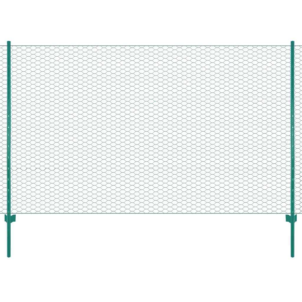 Valla de malla de alambre con postes de acero verde, 25 x 1,5 m, resistente a la intemperie, revestimiento de PVC, para jardín, valla de privacidad, para patio o terraza