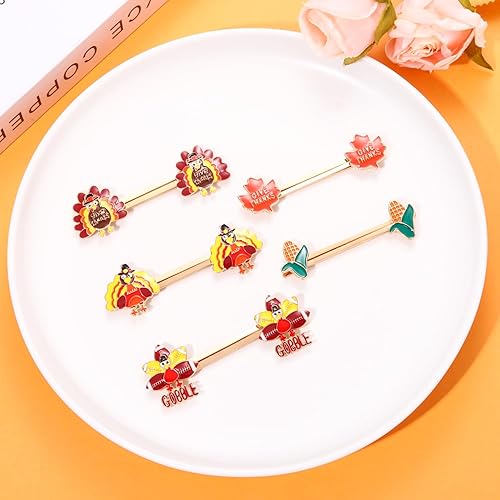 Miniatura 10 de YAHPERN 12 pinzas para el cabello de otoño para mujer, horquillas de Acción de Gracias, cosecha, pavo, hoja de arce, calabaza, horquillas de otoño,