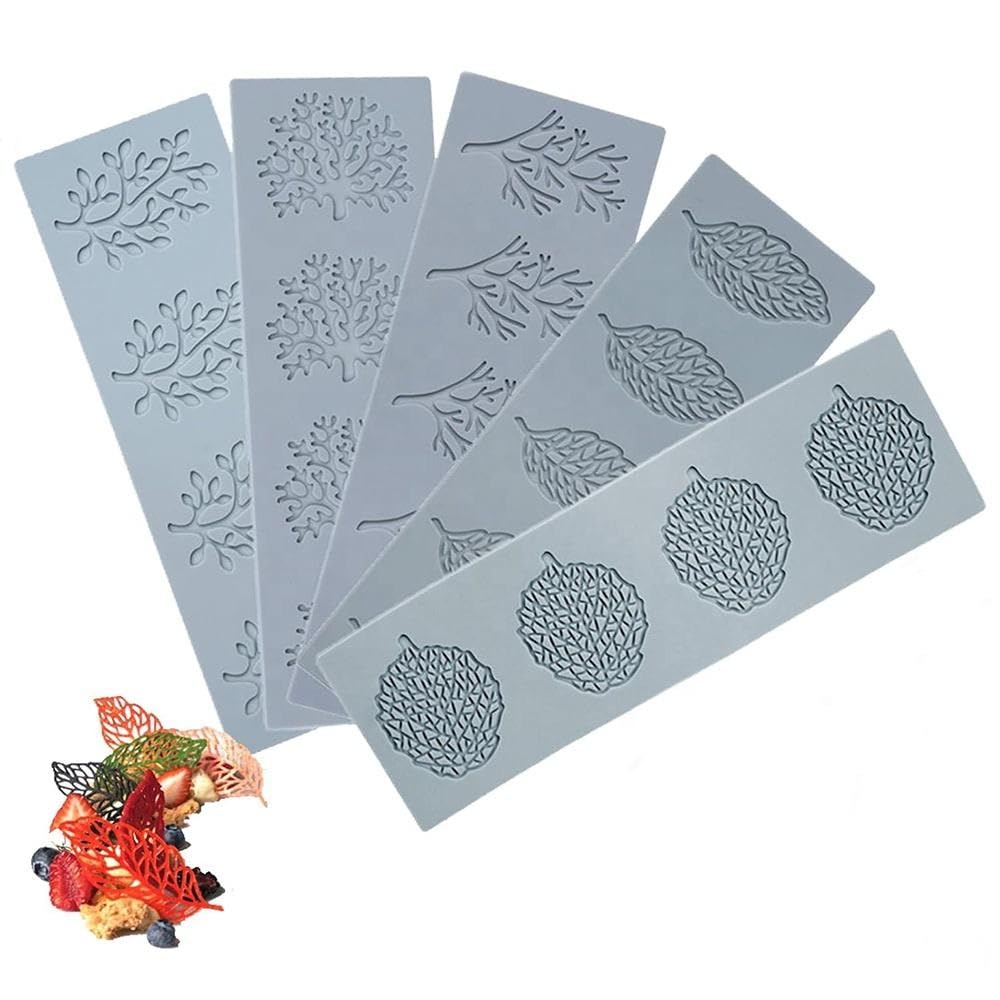 5 Pcs Leaf Silicone Fondant Molds, 3D Coral Branch Leaf Chocolate Molds, DIY Baking, Candy Molds Chocolate Candy 3D Cupcake Decorating Silicone Moulds, Sugar Craft Cake Decoration-image-7