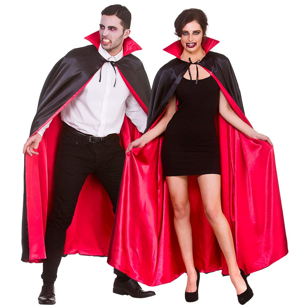 Wicked CostumesAdult Super Deluxe Black/Red Satin Vampire Cape with Collar Fancy Dress Accessory - 140cm