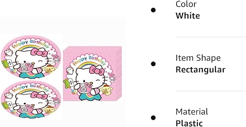 Miniatura 7 de ADILAIDUN 40 piezas de decoración de fiesta de cumpleaños de Hello Kitty 20 servilletas 20 platos 40 unidades por juego