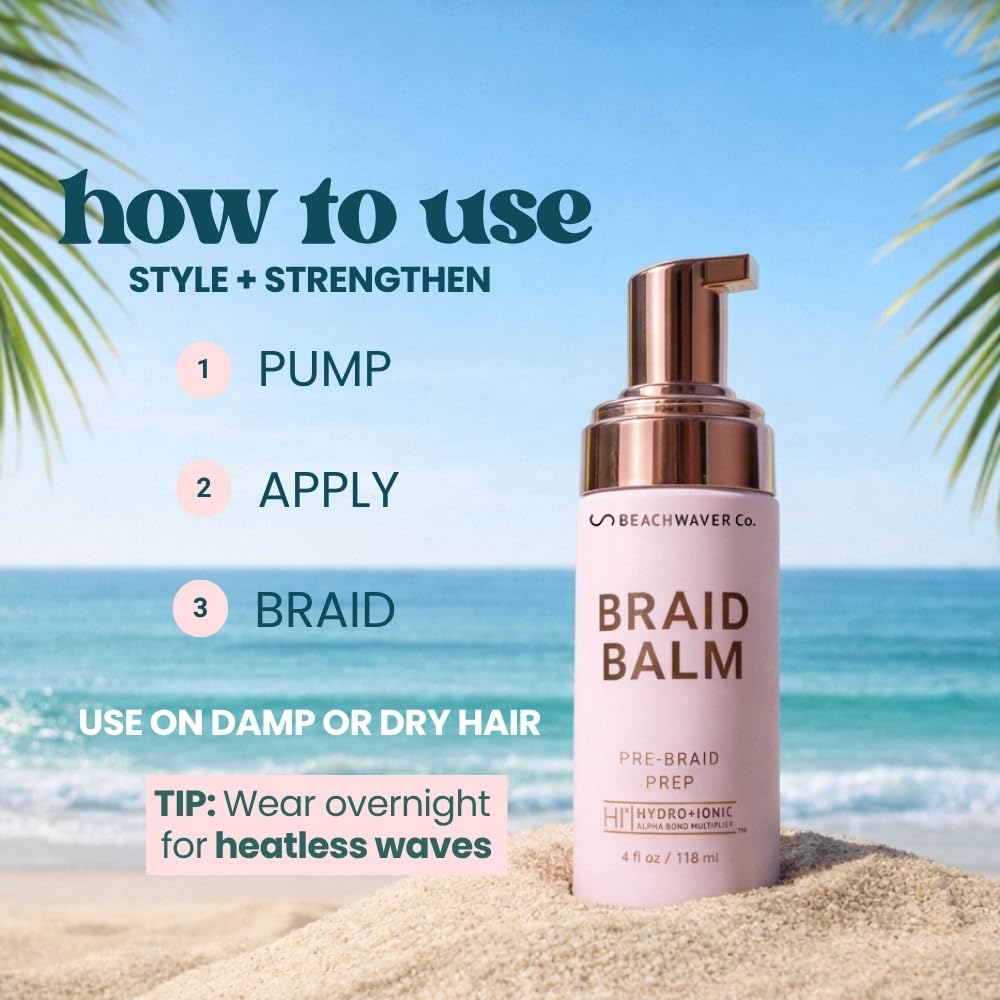 The Beachwaver Co. Braid Balm Pre-Braid Prep Foam, 4 Fl Oz