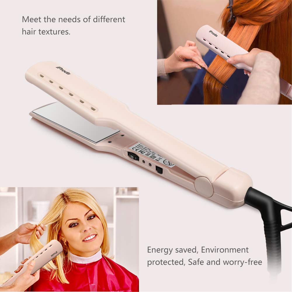 iProda Hair Straightener being used on different hair types.