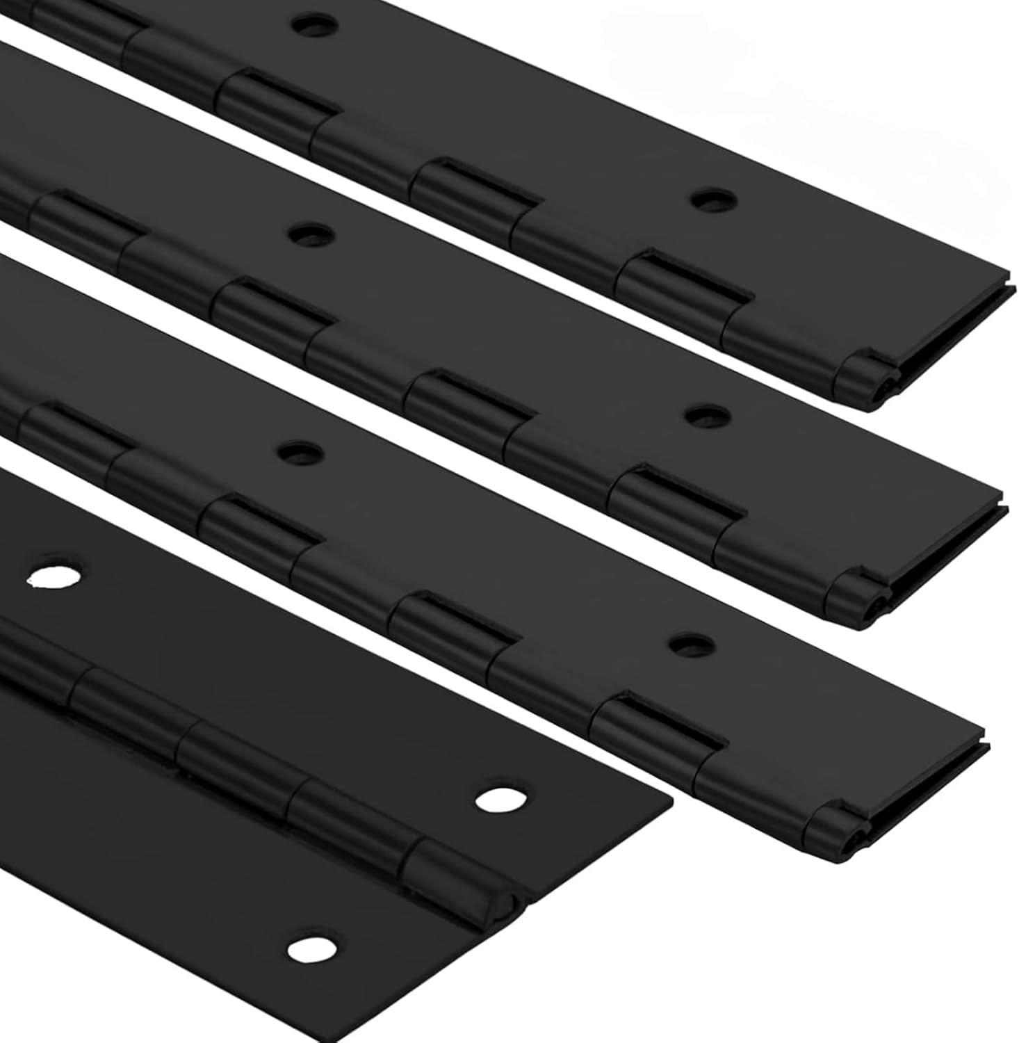 4Pack Heavy Duty Piano Hinge, 2" Open Width x 16" Continuous Hinges, 0.06" Thick Stainless Steel with Holes, Black Furniture Hinges for Cabinet Door Cases Woodworking