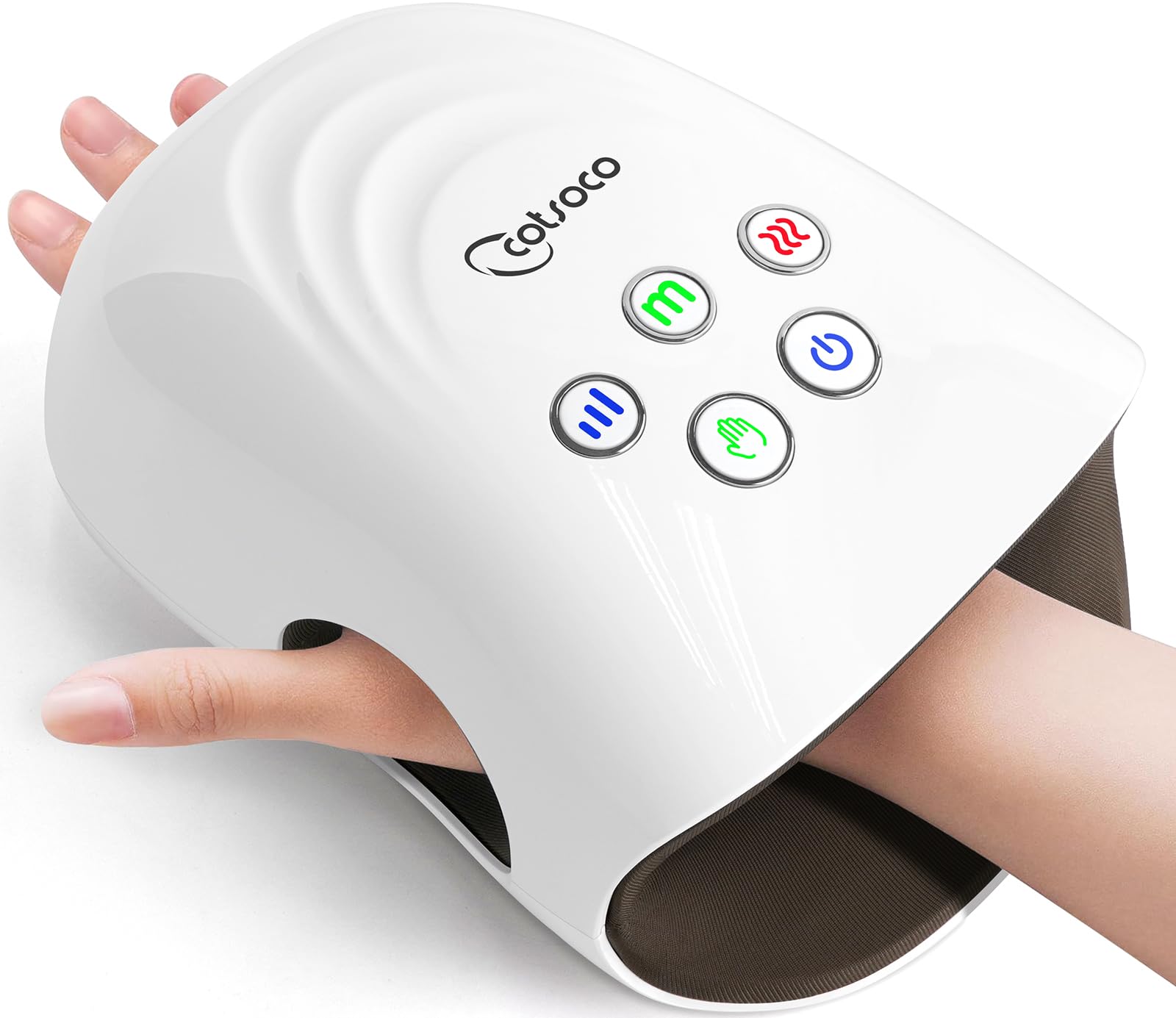 cotsoco Hand Massager - 3Massage Sizes, Cordless Hand Massager with Heat & Compression for Arthritis and Carpal Tunnel, Gift for Men Women Family Friends, Relaxation at Home, Office, Outdoors, White
