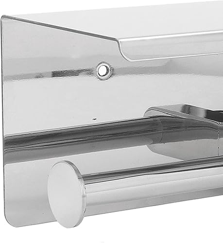 Miniatura 8 de Soporte de papel higiénico con estante, soporte doble de papel higiénico para montaje en pared, dispensador de rollos de papel higiénico doble de