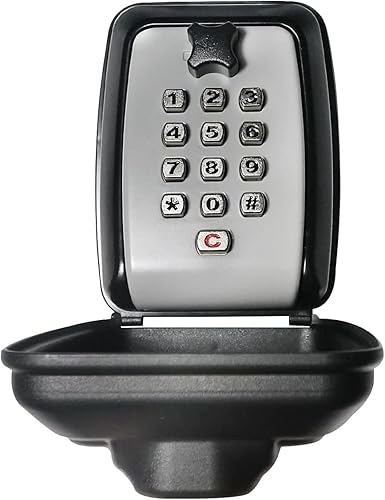 Miniatura 8 de SISAV Caja de bloqueo de botón, caja de almacenamiento de llaves montada en la pared al aire libre con código reiniciable de teclado de 10 dígitos,