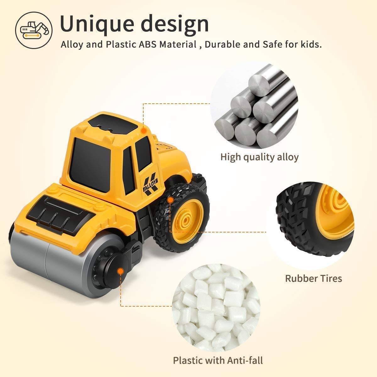 Ixora Construction Truck Toys Vehicles Play Set β Pack of 6 Friction Power Wheels Toy Truck for 3+ Year Old Boys, Kids, Pull Back Toys for Kids (Multi Color) 1