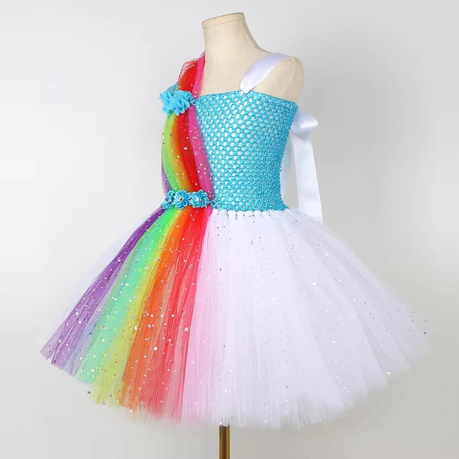 Generisch Vestito da ragazza arcobaleno tutù elegante abito da sera per feste di compleanno, festival, servizio fotografico, festival, feste, giochi di ruolo