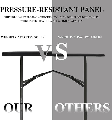Miniatura 5 de Fenbeli Mesa plegable de 6 pies  Mesa plegable portátil con asa de transporte, mesa plegable de plástico resistente para fiestas, picnic,