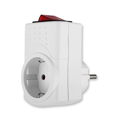 REV Steckdosenadapter, Steckdose schaltbar, Übergangsstecker, schaltbare Steckdose max.3500W, weiß