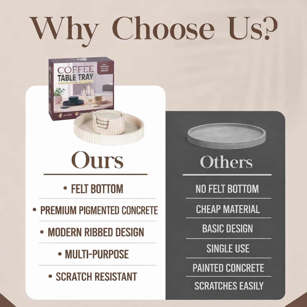 Decorative Coffee Table Ottoman Tray with Coasters | Modern Neutral Home Decor Accent | Console Table Decor | Kitchen Table Centrepiece | Luxury Apartment Decor | Decorative Centerpieces for Tables