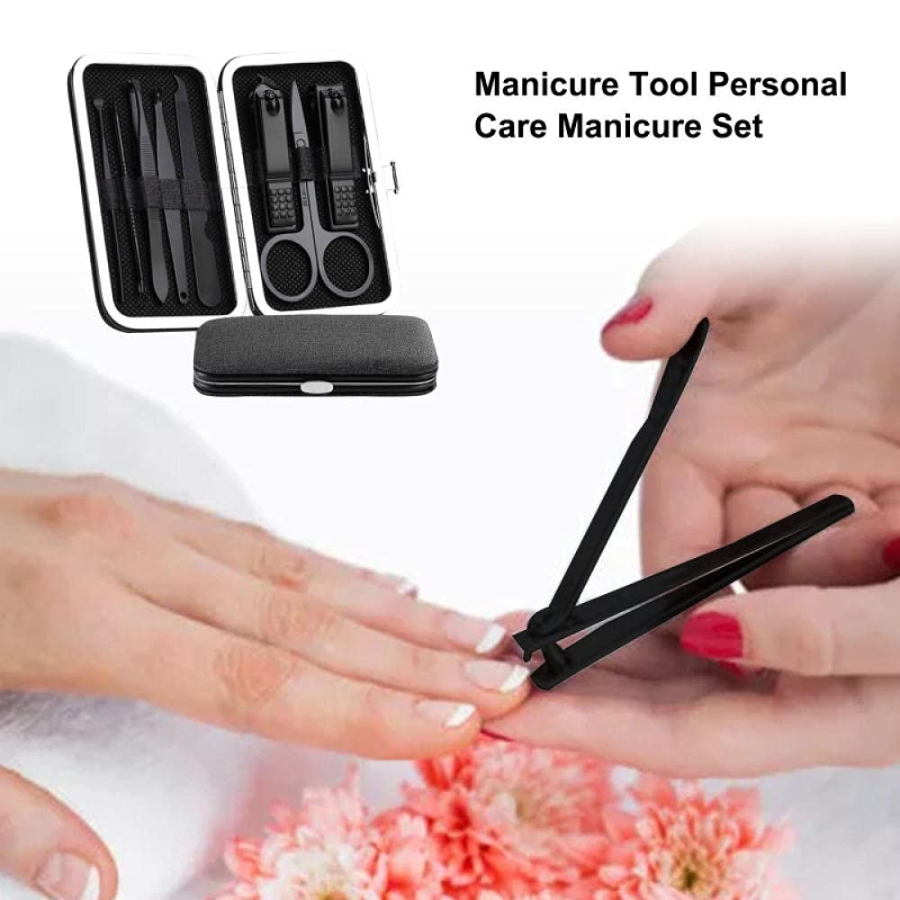 Professionelles Nagelknipser-Set, 8-teilig, schwarzer Edelstahl, scharfer Nagelschneider, Pediküre- und Maniküre-Set mit Cortex-Metallgehäuse für Männer und Frauen, grau_Set (graues Set)