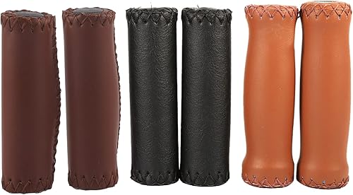 Miniatura 8 de Socobeta Empuñaduras para manillar de bicicleta, 1 par de empuñaduras de cuero artificial para manillar de bicicleta, agarres retro para manillar de