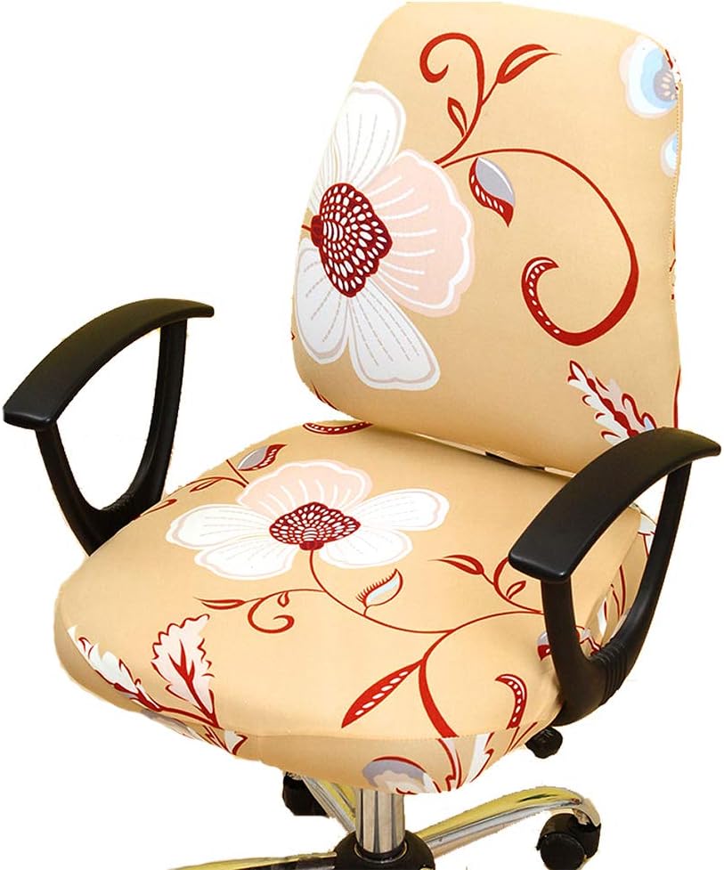 Perktail Removable Office Chair Cover with Floral Pattern