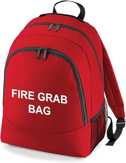 Printed Red Fire Grab Bag Backpack Rucksack For Home, Office, School and Work