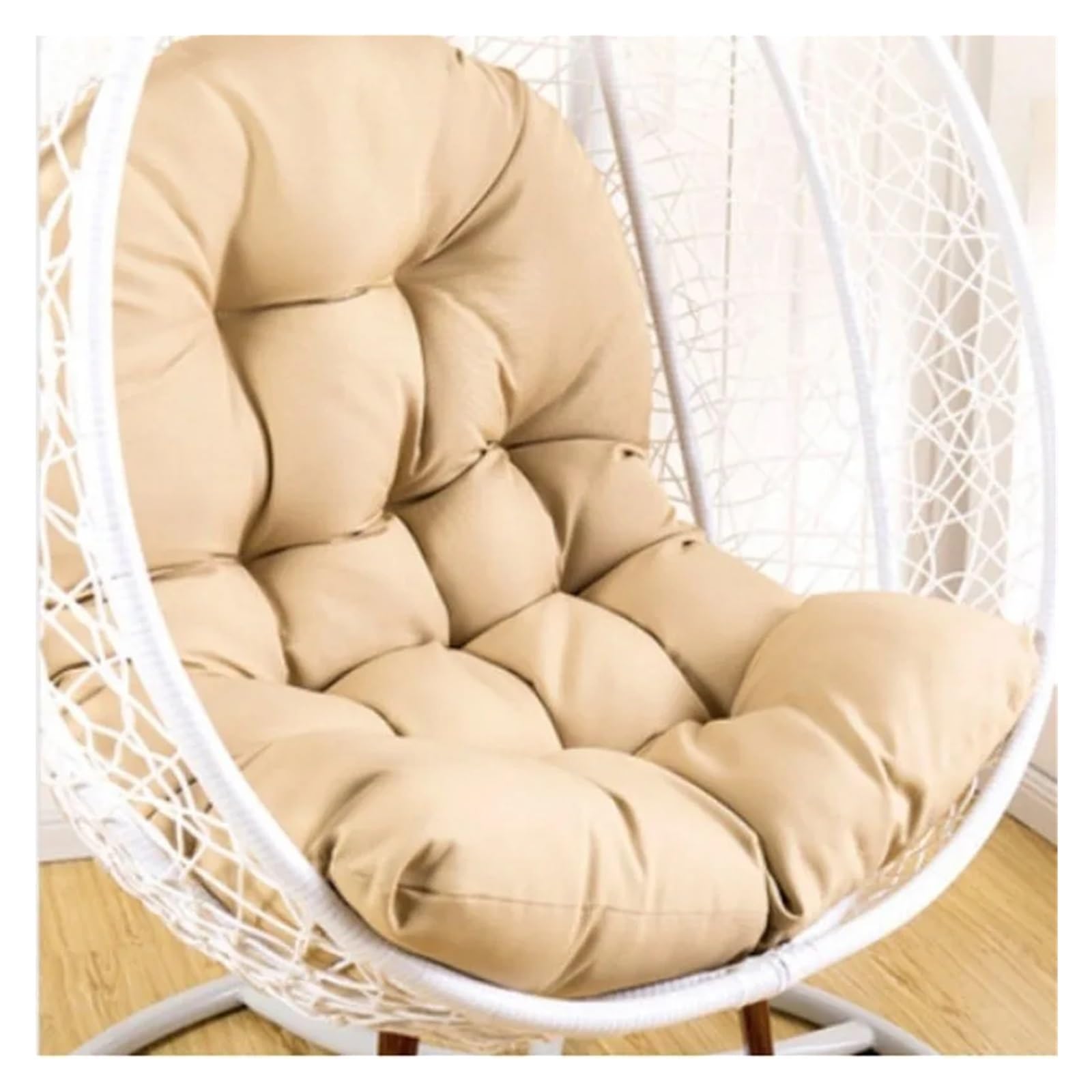 RRYPBOVG Hanging Chair Cushion Thicken Egg Chair Cushion Replacement, Outdoor Hammock Swing Cushions, Hanging Wicker Basket Seat Pad(Beige)