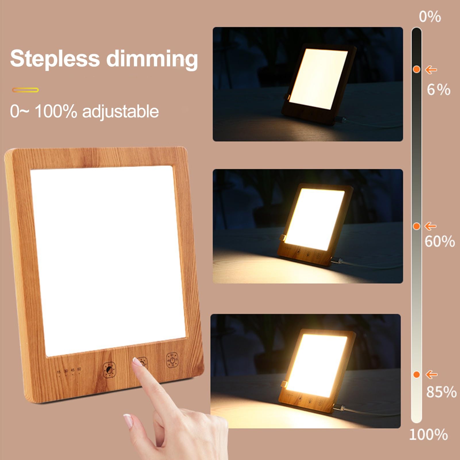 Lámpara triste, lámpara de terapia luz SAD 10000Lux con función memoria y 4 ajustes temporizador, solar natural, triste sin rayos UV, espectro completo para trastorno afectivo estacional, C