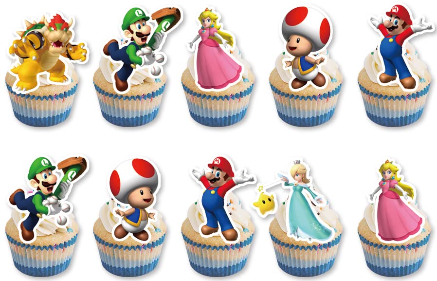LEOWEST 24PCS super mario Cake Toppers Cupcake Toppers Cake Decorations,super mario Birthday Party Supplies Decorations (6)