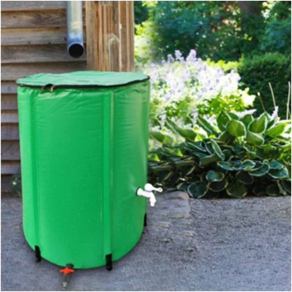 Collapsible Rain Barrel, Portable Water Storage Tank, Outdoor High Capacity Telescopic Rain Water Storage Catcher Barrel, Including Tap and Lockable Lid,Green,100L/40 * 78CM