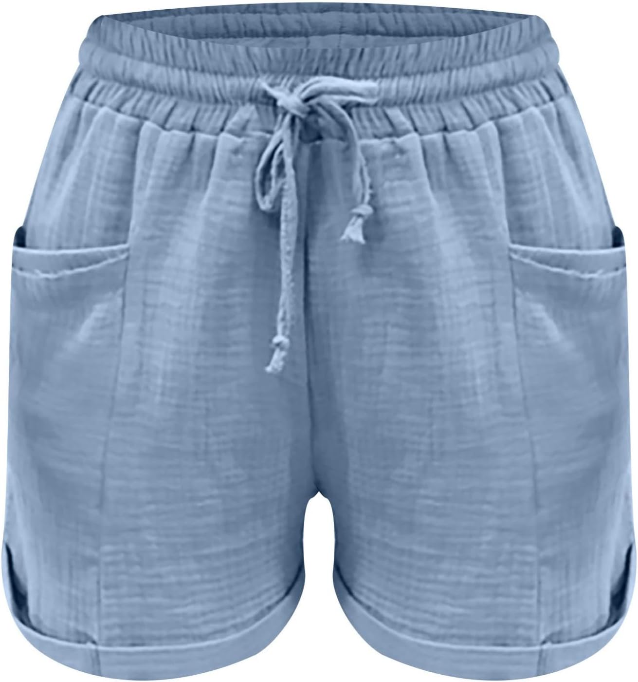 Womens Cotton Linen Shorts Summer Beach 2026 Drawstring Elastic High Waist Dressy Casual Short Pants with Pockets