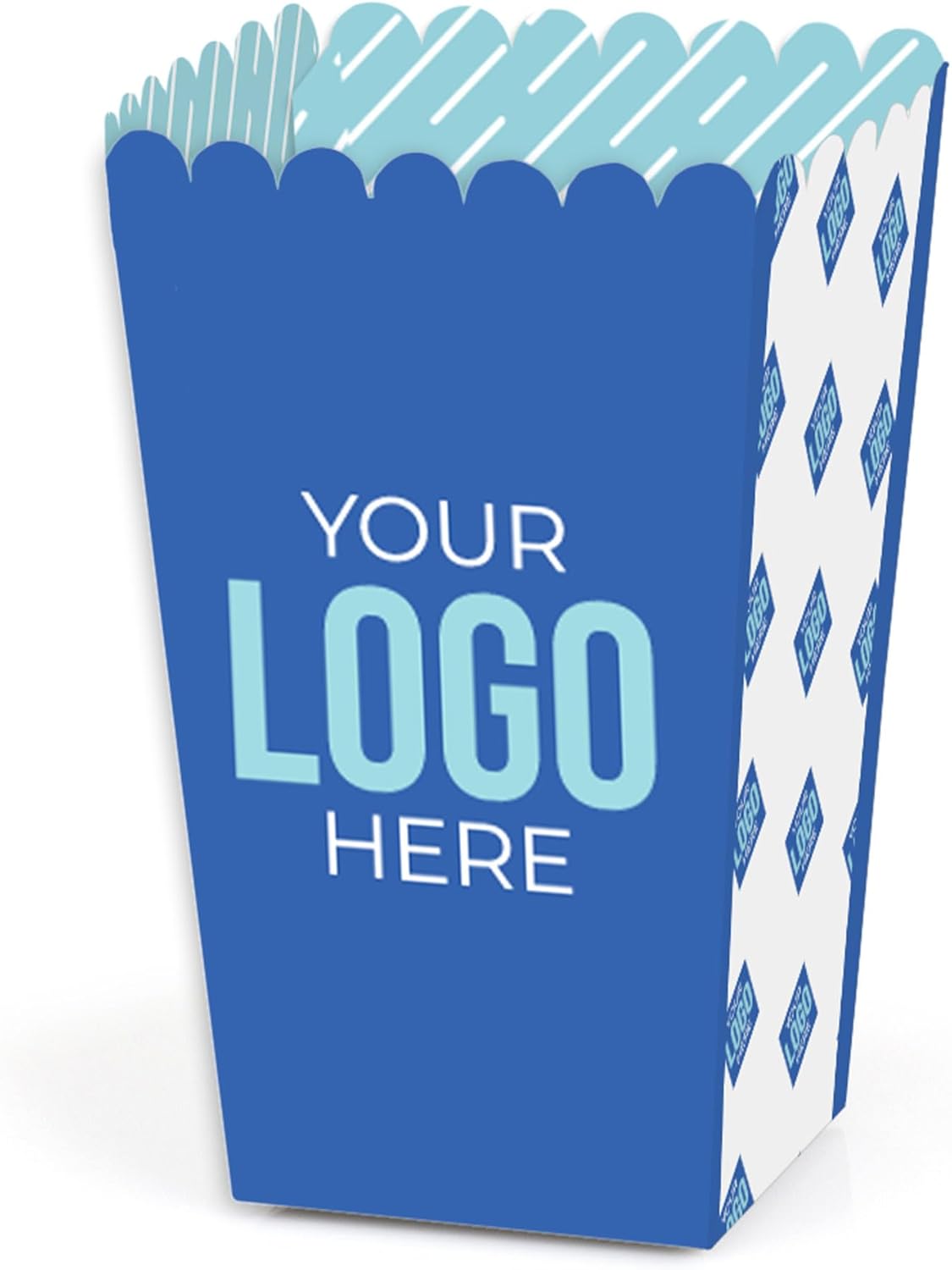 Big Dot of Happiness Custom Logo Popcorn Boxes - Professional Business Branding Treat Containers, Double-Sided Printed Cardstock Party Favor Display - Set of 12