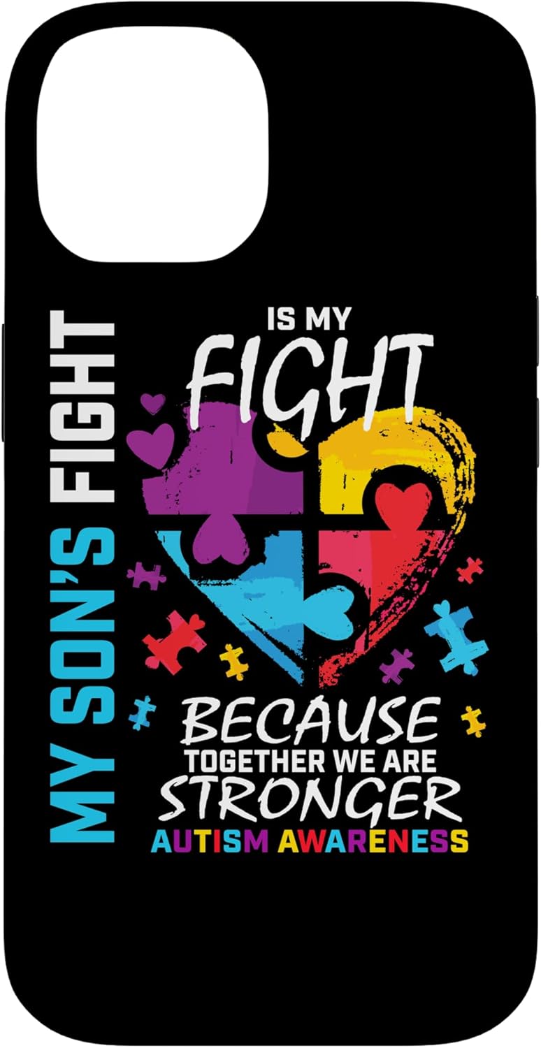 Mom Dad Puzzle Piece Heart My Son's Fight Autism Awareness Case for iPhone XR