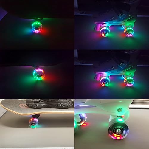 Miniatura 8 de FREEDARE Ruedas de patinaje de 2.126in2.283in, ruedas y rodamientos para interiores y exteriores, ruedas de patinaje luminosas 83A con herramientas