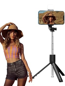 Tripod Selfie Stick - Phone Tripod, Extendable Phone Tripod Stand | Stainless Steel Self Eco Selfie Stick with Wireless Remote for Selfie/Video Recording/Photo/Live Stream/VLOG, Portable Selfie Stick