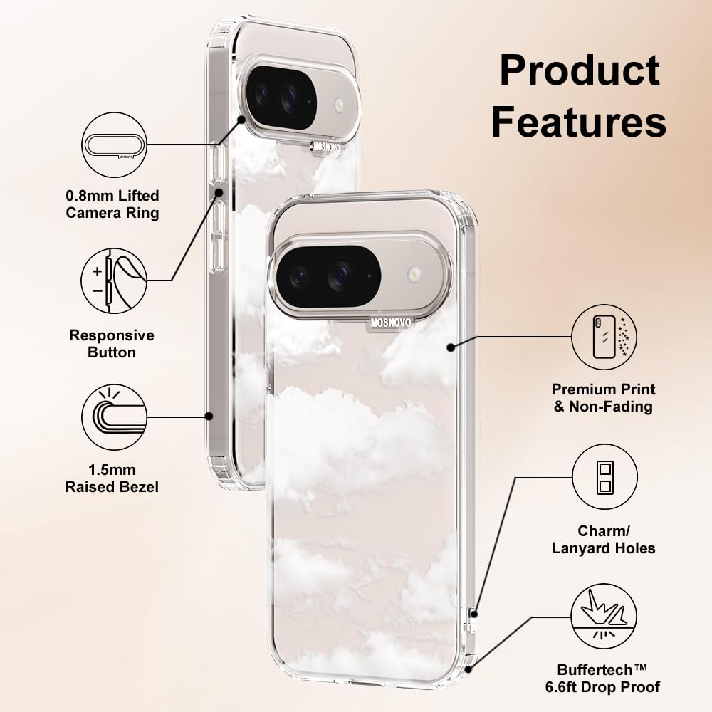 MOSNOVO Case for Google Pixel 10 & Pixel 10 Pro, [Buffertech 6.6ft Military-Grade Drop Protection] [Anti Peel Off Tech] Clear TPU Bumper Phone Case Cover Design - Cute Cherry — view 608