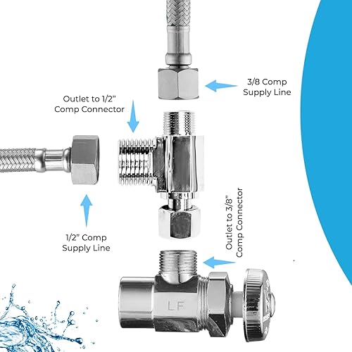 Miniatura 2 de GenieBidet Conector de tubo en T de 38 x 38 x 12 pulgadas para bidé  Conéctate a suministro de agua de 38 en lugar de una entrada del tanque de
