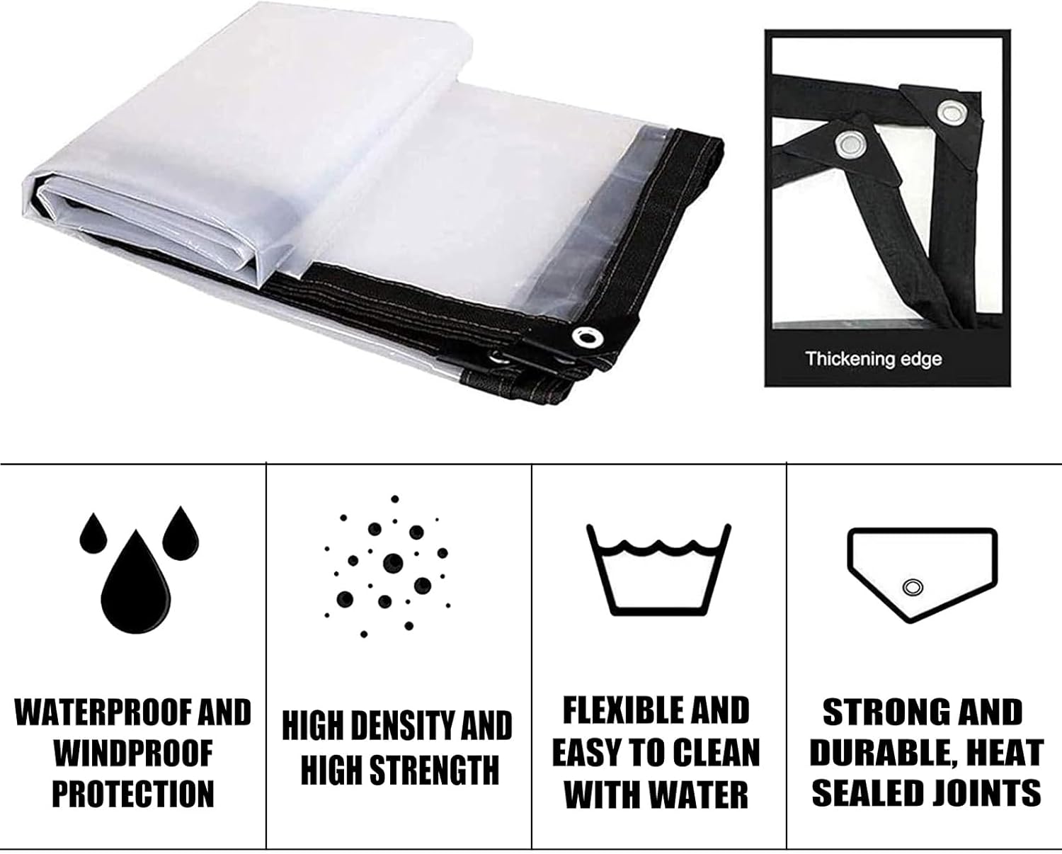 Heavy Duty Chicken Coop Clear Tarp with Grommets 9x20 FT All-Weather Waterproof PVC Vinyl Anti-Tear Cover for Poultry Cage, Patio Covering, Outdoor Farm Shed, Pheasantry Runway, Greenhouse & More