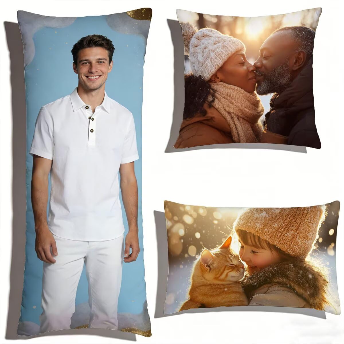 Coussin Personnalisé Photo 50x150,Oreiller Personnalisé,Double Face avec Propre Photo et Texte | Coussin Canape Double Face (2 Photos),pour Enfants,Amis,Parents et Couples-Cadeau Personnalisé 0o-76