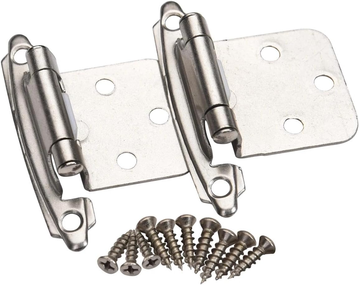 for 100 Pair Self Closing Cabinet Door Variable Overlay Hinges Satin Nickel