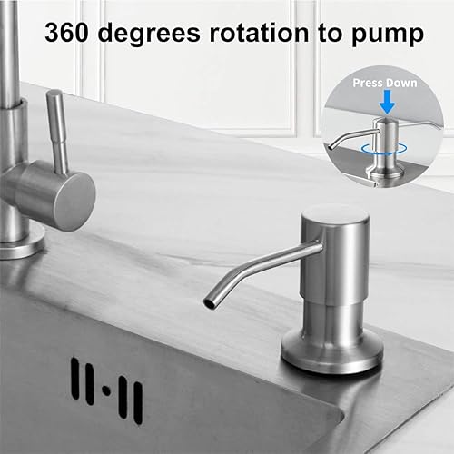 Miniatura 2 de Dispensador de jabón para fregadero de cocina, bomba dispensadora de jabón para platos de acero inoxidable con tubo de extensión de 47 pulgadas