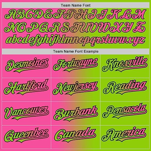 Custom Gradient Baseball Jersey Men Women Youth, Neon Green Pink Baseball Shirts, Personalized Printed Team Name Number Logo miniatura 3