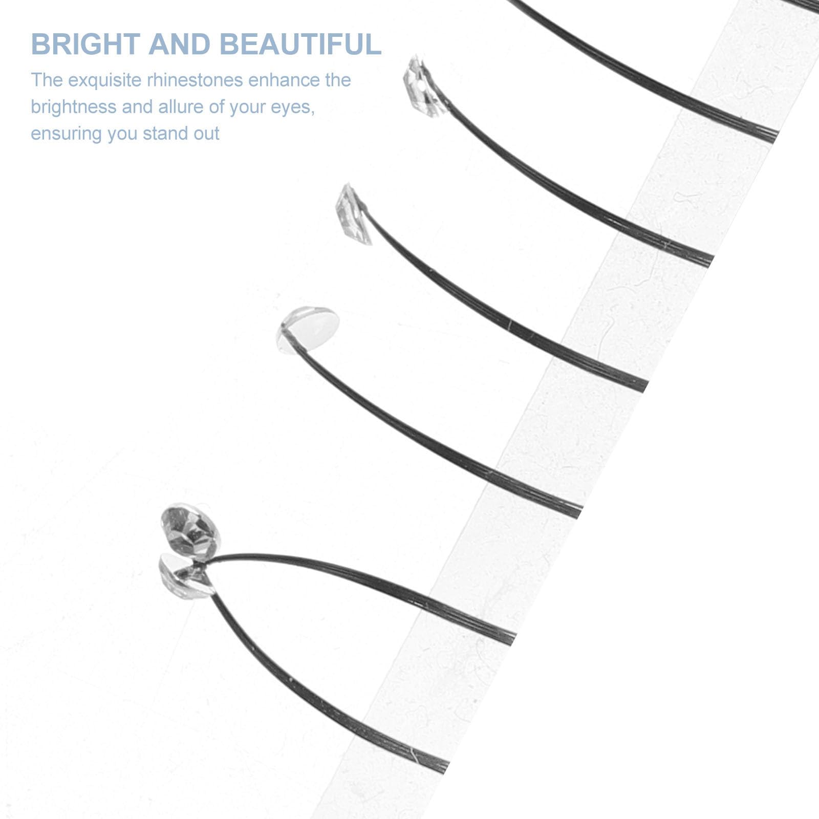 Tofficu 5 Pezzi Ciglia Finte Brillantini in Nailon Nere per Feste e Halloween, Estensioni Ciglia Scintillanti Decorazioni Strass per Look Elegante e Versatile