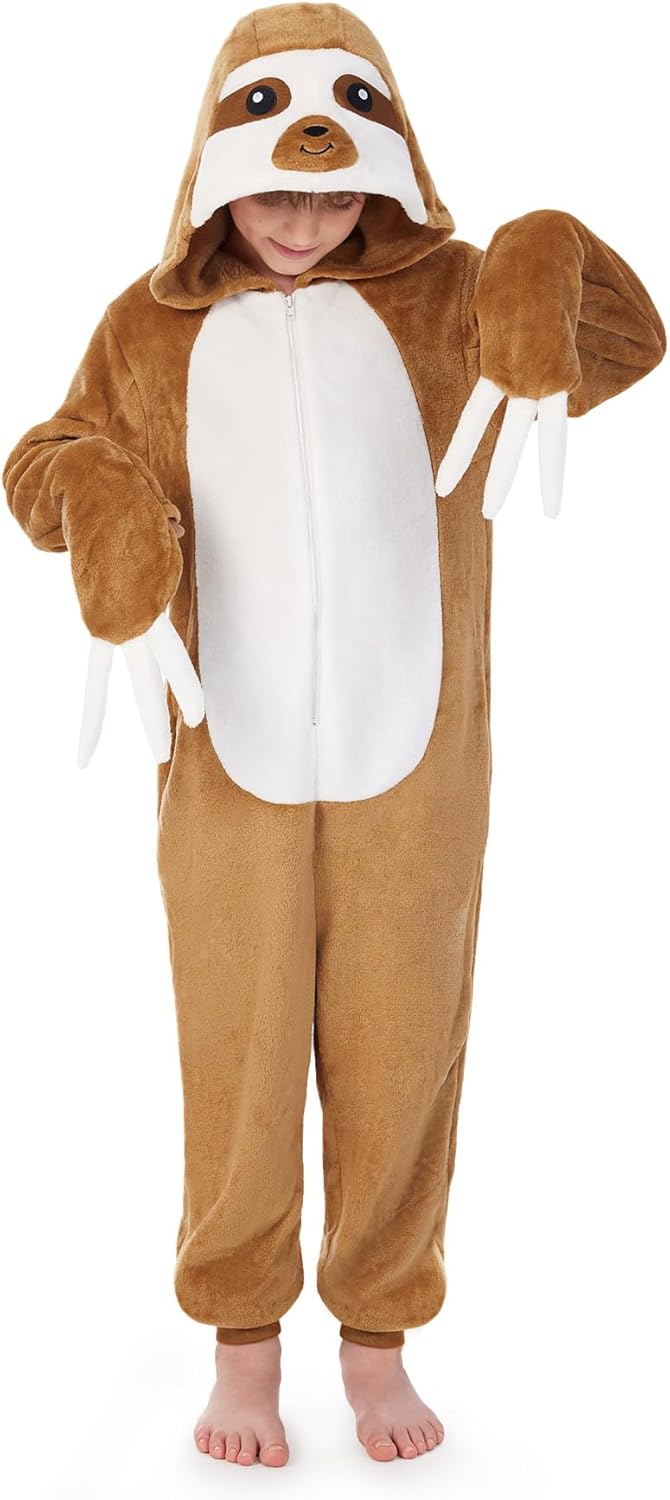 Halloween Unisex Kids Animal Plush Onesie Hoodie Zip Up Outfit 4-12 Years