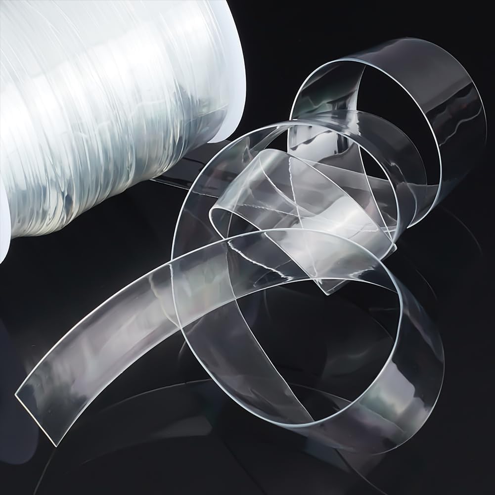 NBEADS 10.94 Yards(10m) Clear Low Elasticity Strap, 15mm/0.59inch Wide Transparent Low Elastic Band Clear Bra Strap Lightweight Clear Strap for DIY Shoulder Bra Clothes Sewing Project, 0.2mm Thick