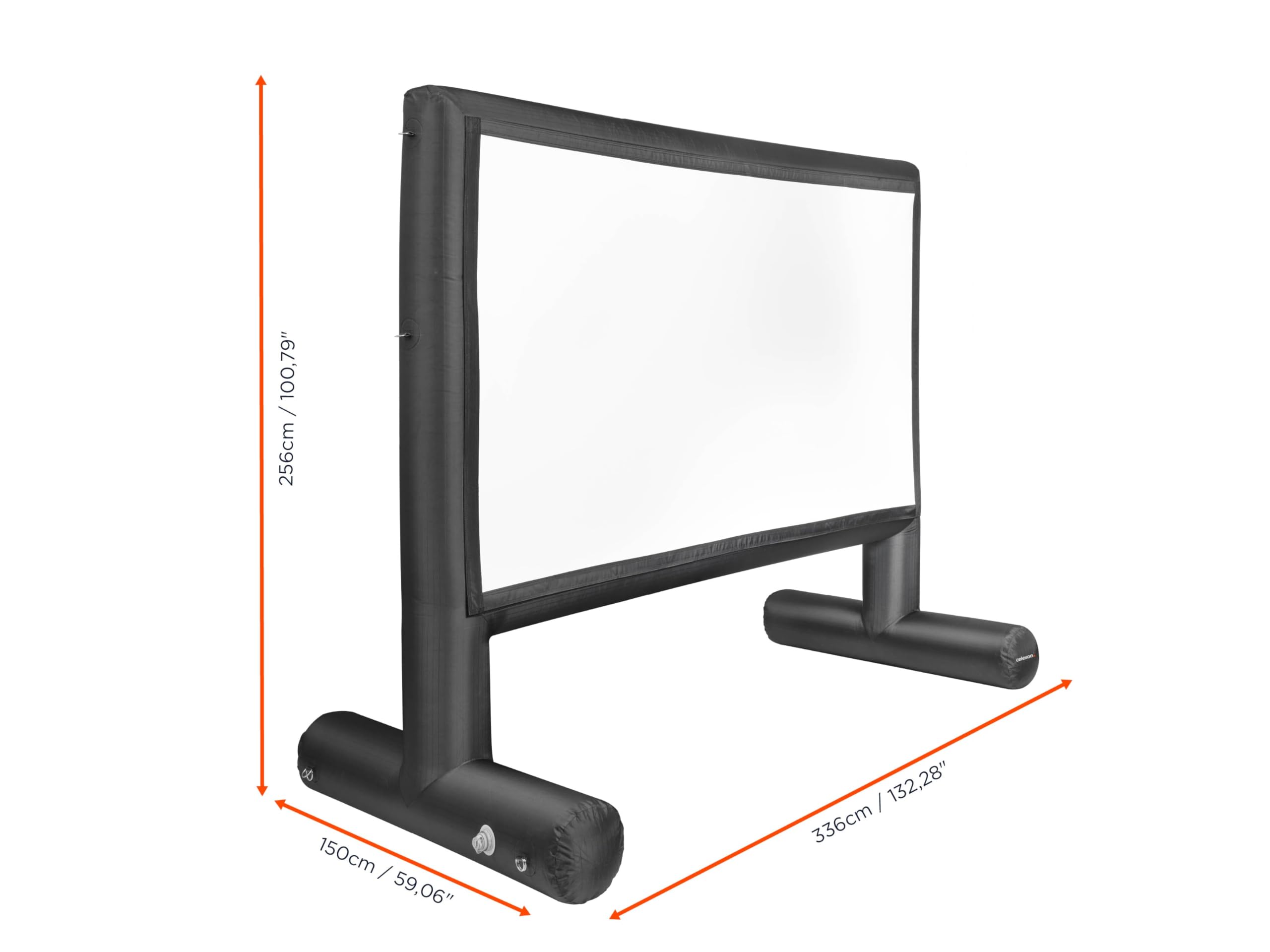 celexon Tela gonfiabile per esterni, professionale, INF 140", 310 x 174 cm, 16:9, per eventi pubblici e proiezioni per proiettori 4K / 8K in giardino, con pompa ad aria elettrica e borsa per il