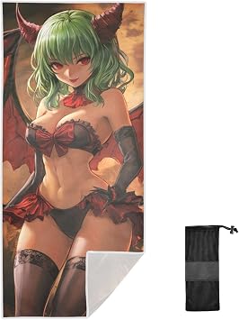 Sexy Anime Girl Little Devil Pool Towels 30" x 60" Soft & Absorbent Large Beach Towels for Adults Beach Essentials Accessories Vacation