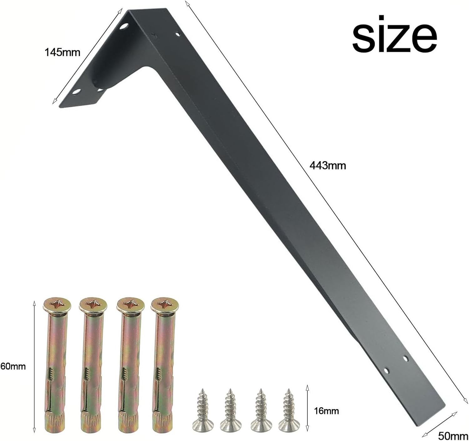 Shelf Bracket, 6-18 Inch Floating Shelf Bracket Heavy Duty for META Walll L Bracket, Wall Mounted Support for DIY with Screws for Wooden Board Hanging Support(18in)