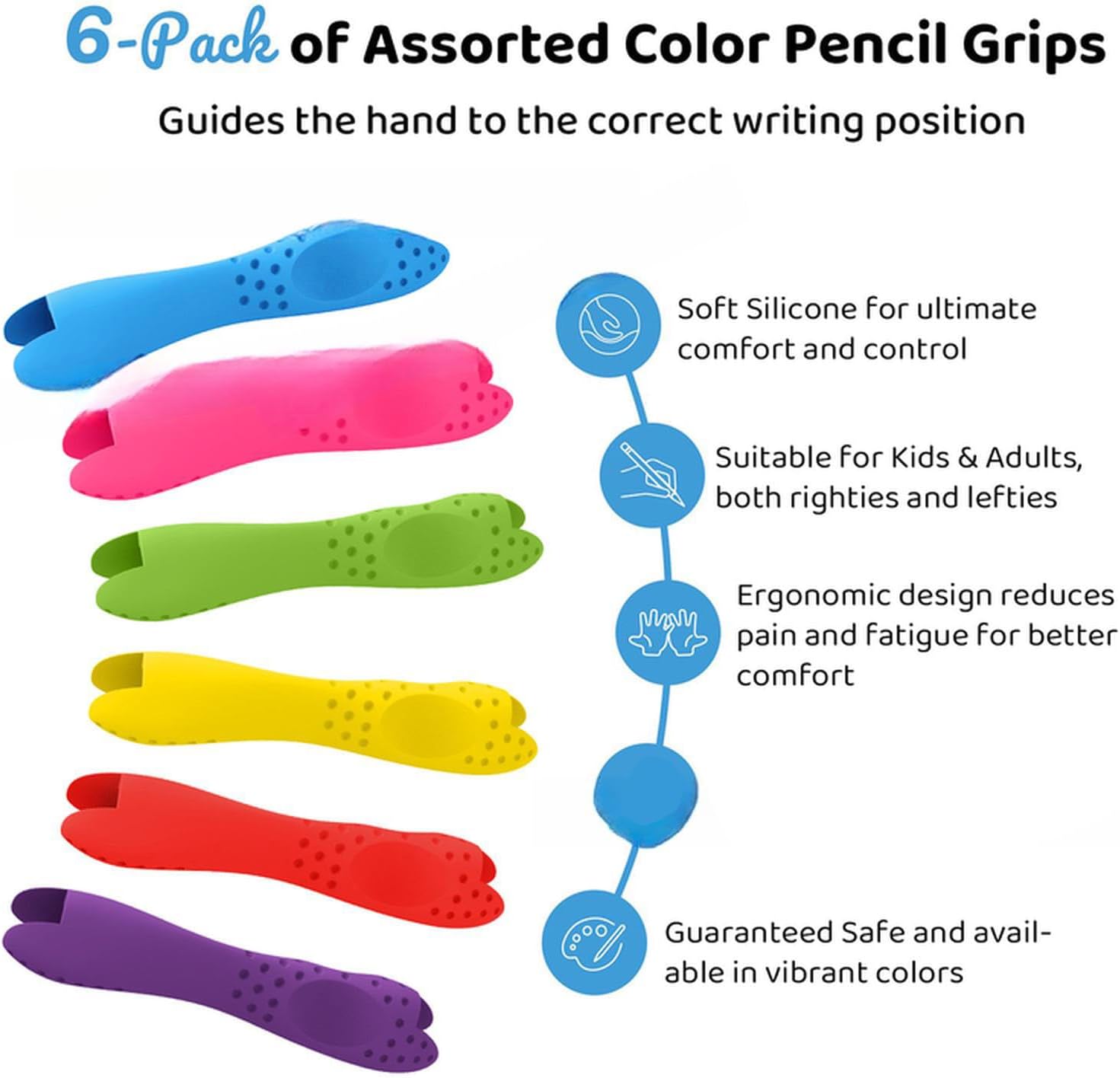 Silicone Pen Grip for Adult Ergonomic Writing Aid Pencil Holder Grips Handwriting Grip for Left/Right Handed Toddler Writing Corrector