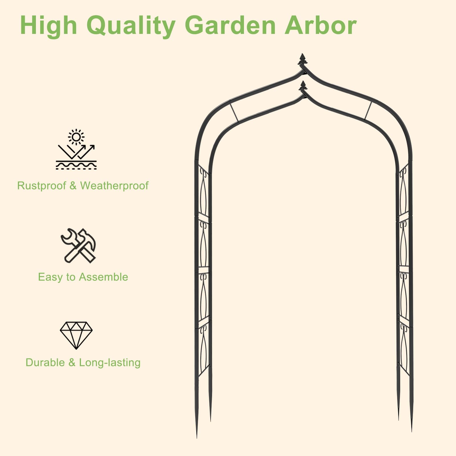 Snapklik.com : 7FT Garden Arch Trellis, Outdoor Steel Arbor For ...