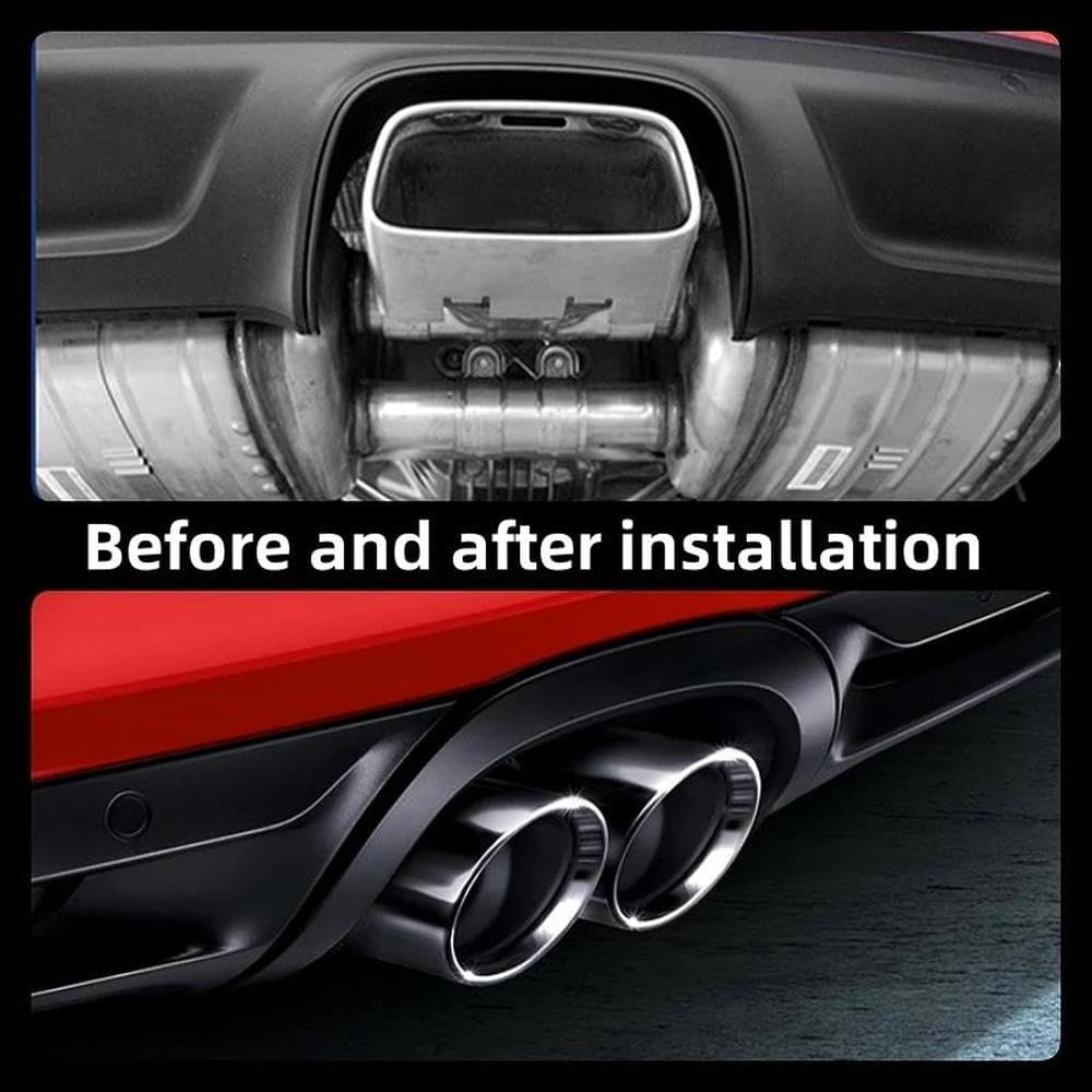 For Porsche Cayman 2008-2015 Exhaust Pipe Double Outlet Muffler Tip Nozzle For 981 987 718 Boxster GTS Exhaust Head Rear End Components(Silver)