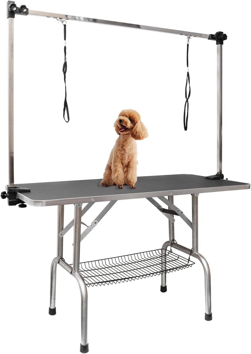 ROOMTEC 36" Dog Grooming Table,Foldable Home Pet Bathing Station with Adjustable Height Arm/Noose/Mesh Tray
