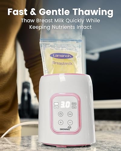 Miniatura 5 de GROWNSY Calentador de biberones, calentador rápido de biberones para todos los biberones, calentador de leche para leche materna o fórmula, control